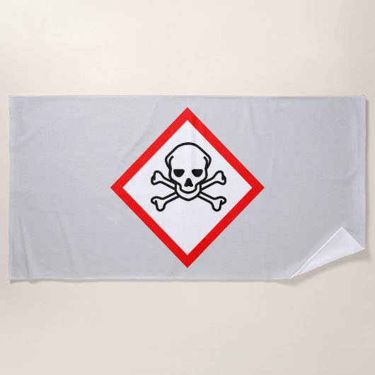 スカルとクロスボーンの危険度の記号 ビーチタオル (正面)