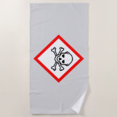 スカルとクロスボーンの危険度の記号 ビーチタオル (正面)