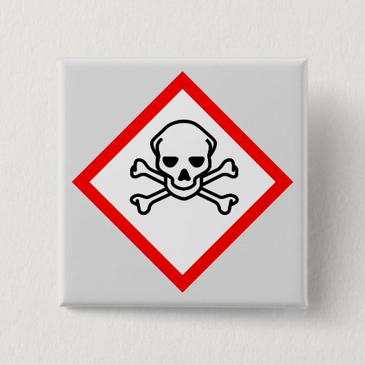 スカルとクロスボーンの危険度の記号 缶バッジ (正面)