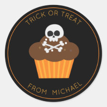 スカルとクロスボーンカップケーキハロウィンステッカー