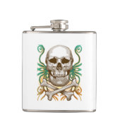 スカルとクロスボーンズのビニール包まれたフラスコ フラスク (正面)