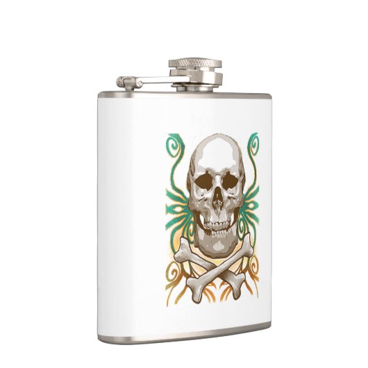 スカルとクロスボーンズのビニール包まれたフラスコ フラスク (右)