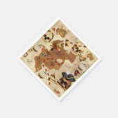 スカルとクロスボーンズの海賊の宝の地図 スタンダードカクテルナプキン (角)