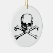 スカルとクロスボーンズの海賊アイコン セラミックオーナメント (右)