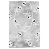 スカルとクロスボーンズグレー抱き枕 ミディアムペーパーバッグ (正面)