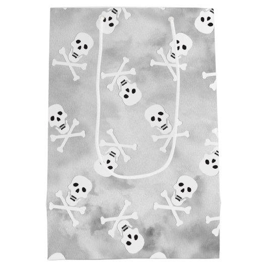 スカルとクロスボーンズグレー抱き枕 ミディアムペーパーバッグ (裏面)