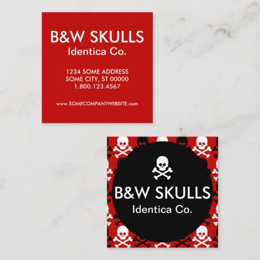 スカルとクロスボーン会社カード スクエア名刺 (正面/裏面)