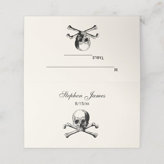 スカルとクロスボーン座席表エスコートカードアイボリー プレイスカード (外部開封)