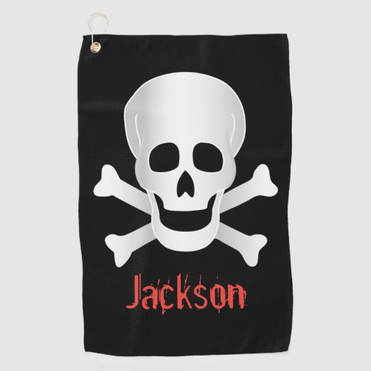 スカルとクロスボーン ゴルフタオル (正面)