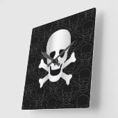 スカルとクロスボーン スクエア壁時計 (傾斜)