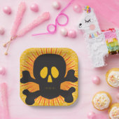 スカルとクロスボーン ペーパープレート (パーティー)