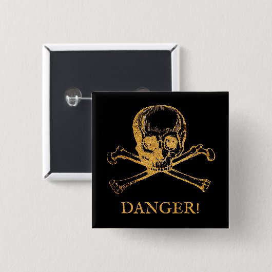スカルとクロスボーン |ボタン |カスタム文字 |金ゴールド 缶バッジ (正面&裏面)
