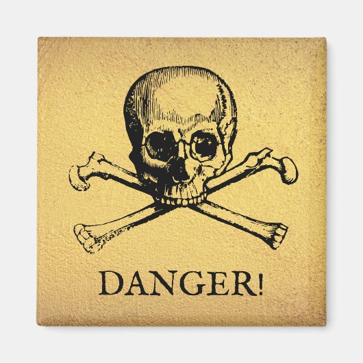 スカルとクロスボーン |マグネット |カスタム文字 |金ゴールド マグネット (正面)