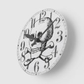 スカルとクロスボーン ラウンド壁時計 (傾斜)