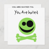 スカルとクロスボーン。緑と黒 招待状 (正面/裏面)