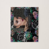 スカルとグラデーションバラ |ゴシックの卒業写真 ジグソーパズル (縦)