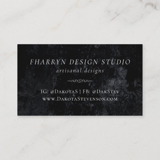 スカルとグラデーションバラ |ゴシック様式のGlamブランディング 名刺 (裏面)