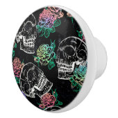 スカルとグラデーションバラ | Gothic Glam Pastel グランジ セラミックノブ (右)