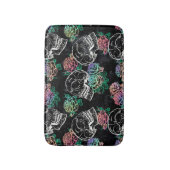 スカルとグラデーションバラ | Gothic Glam Pastel グランジ バスマット (正面縦)