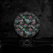 スカルとグラデーションバラ | Gothic Glam Pastel グランジ ラウンド壁時計