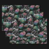 スカルとグラデーションバラ | Gothic Glam Pastel グランジ ラッピングペーパーシート