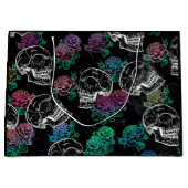 スカルとグラデーションバラ | Gothic Glam Pastel グランジ ラージペーパーバッグ (正面)