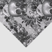 スカルとグレーのバラのグレーのデコペストライプのージ 薄葉紙 (詳細)