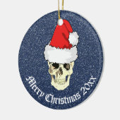 スカルとサンタハット"クリスマス20xx" セラミックオーナメント (左)