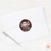 スカルとスケートのシール ラウンドシール (封筒)