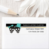 スカルとストライプアクアハロウィン結婚ズ ラベル (インサイチュ)