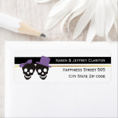 スカルとストライプ紫ハロウィン結婚ズ ラベル (インサイチュ)