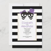 スカルとストライプ紫ハロウィン結婚ズ 招待状 (正面)