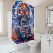 スカルとセミトラックアート シャワーカーテン (インサイチュ)