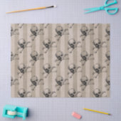 スカルとタンデクページのクロスストライプのボーン 薄葉紙 (クラフト)