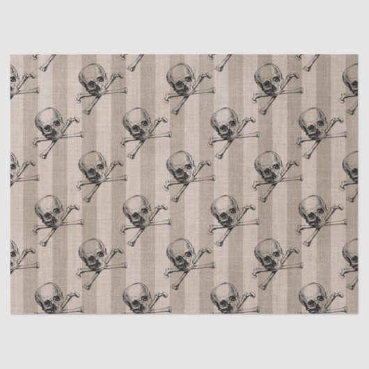 スカルとタンデクページのクロスストライプのボーン 薄葉紙 (正面)