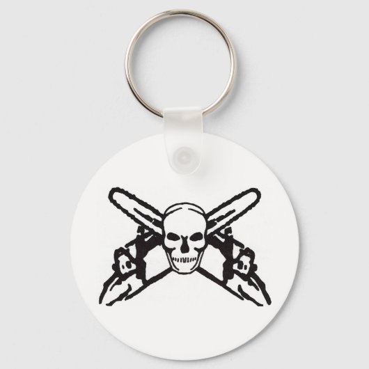 スカルとチェーンソー キーホルダー (正面)