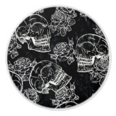 スカルとチョークバラ |ゴシックファンキークグランジラ セラミックノブ (正面)