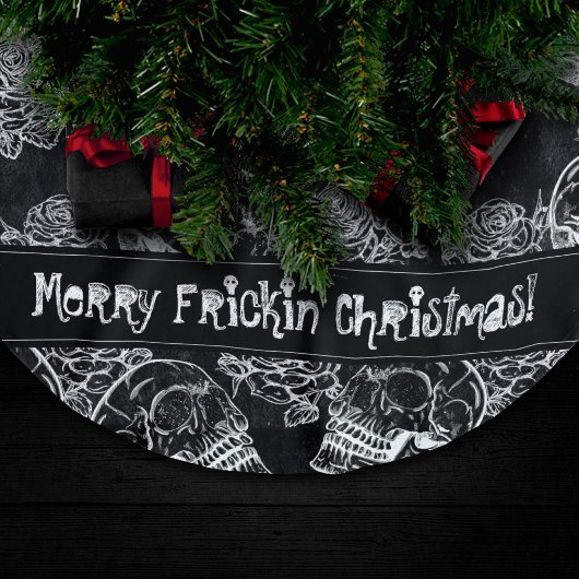 スカルとチョークバラ |ゴシックファンキークグランジラ ブラッシュドポリエステルツリースカート