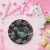 スカルとチョークバラ |ゴシックファンキークグランジラ ペーパープレート (パーティー)