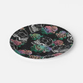 スカルとチョークバラ |ゴシックファンキークグランジラ ペーパープレート (アングル)