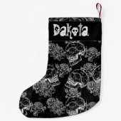 スカルとチョークバラ |ゴシック・グラムファンキーカスタム スモールクリスマスストッキング (裏面)