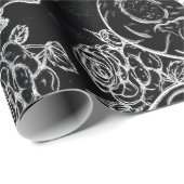 スカルとチョークバラ |ゴシッファンキークグラムグランジ ラッピングペーパー (ロールコーナー)