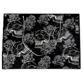 スカルとチョークバラ |ゴシッファンキークグラムグランジ ラージペーパーバッグ (正面)