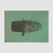 スカルとトップハットゴシックグリーンブラウンヴィンテージ 薄葉紙 (正面)