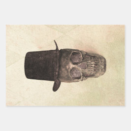 スカルとトップハットゴシックヴィンテージベージュテクスチャ ラッピングペーパーシート