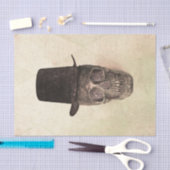 スカルとトップハットゴシックヴィンテージベージュテクスチャ 薄葉紙 (クラフト)