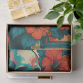 スカルとハイビスカスコラージュデクページ紙 薄葉紙 (ギフト)