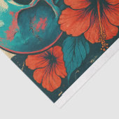 スカルとハイビスカスコラージュデクページ紙 薄葉紙 (詳細)