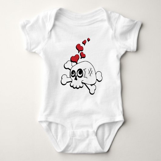 スカルとハート ベビーボディスーツ (正面)