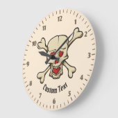 スカルとハート ラージ壁時計 (傾斜)